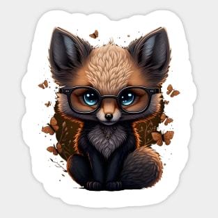 Sweet cute cartoon fox with glasses Sticker